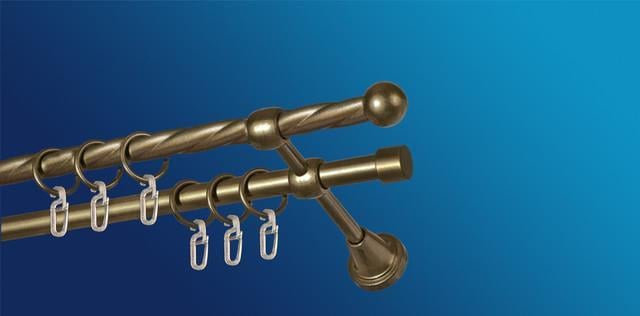 Карниз для шторы Plastidea Болонь металлический витой двойной с крючками D 16/16 мм 140 см Антик - фото 1 Карниз для шторы Plastidea Болонь металлический витой двойной с крючками D 16/16 мм 140 см Антик - фото 1