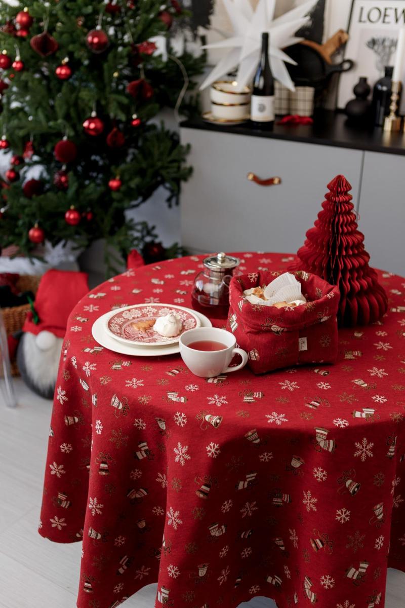 Скатертина Дзвіночки D 136 см Червоний (036868)