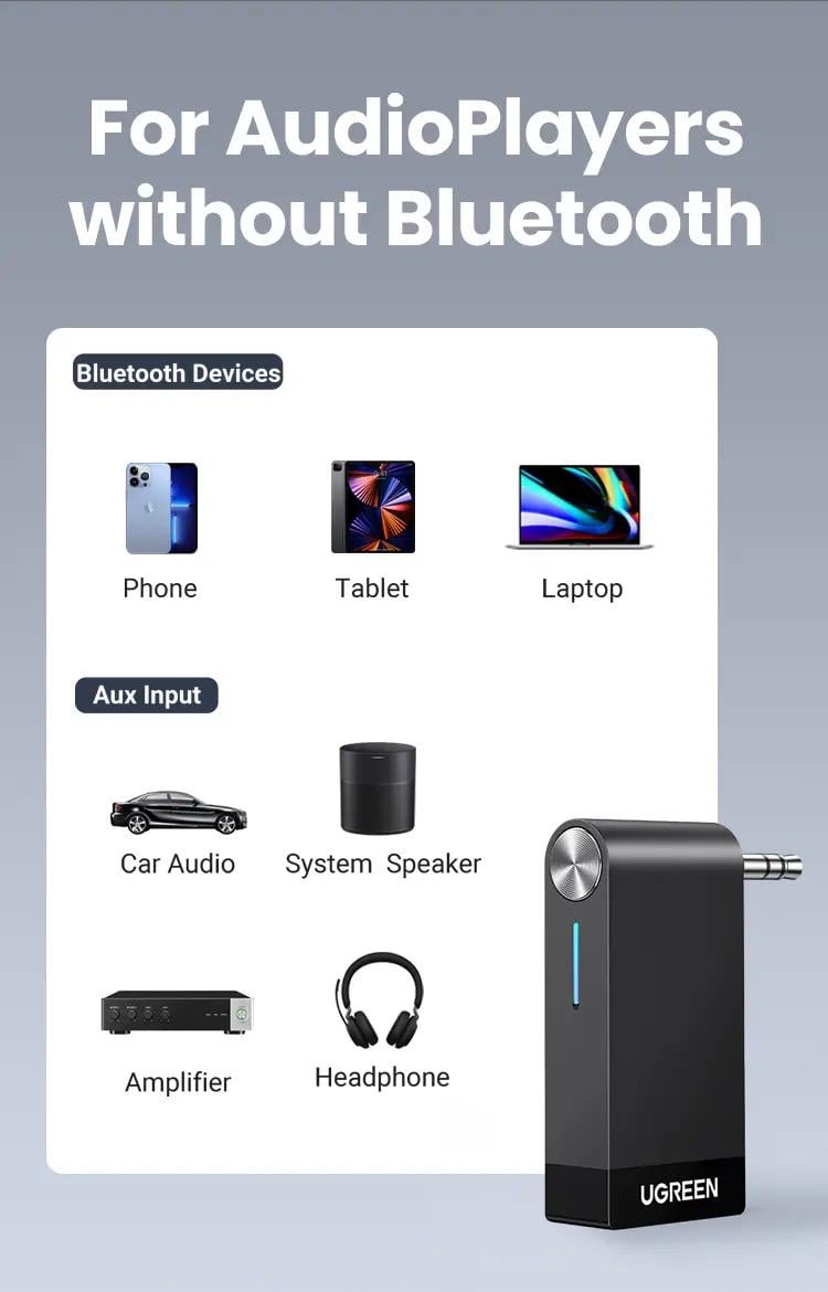Адаптер UGREEN Bluetooth Receiver 3,5 мм Black (30348) - фото 9