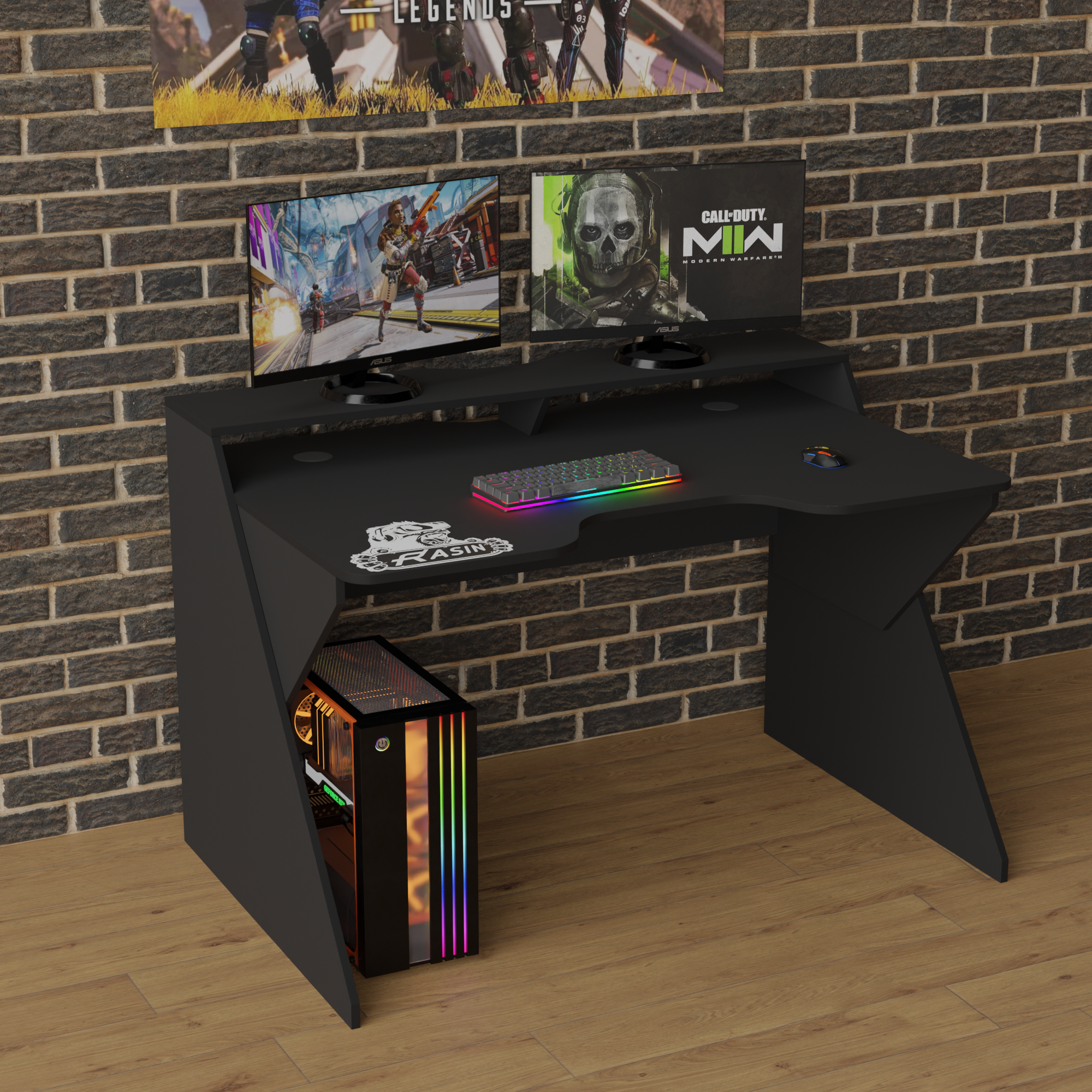 Стол геймерский Zeus Rasin RS-9 ЛДСП Черный (RS-9)