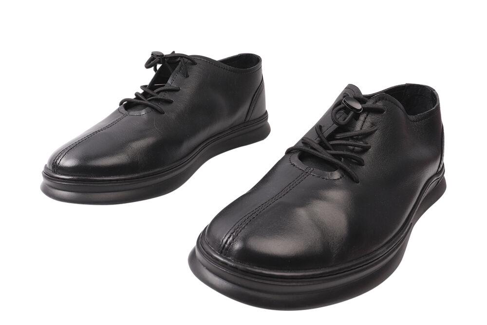 Кеди чоловічі Rondo зі шкіри на низькому ходу на шнурівці р. 42 Чорний (30-21DTC) - фото 5