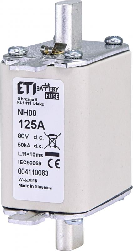 Запобіжник ножовий з плавкою вставкою ETI Battery 125А gBat NH00 80 DC (4110083)