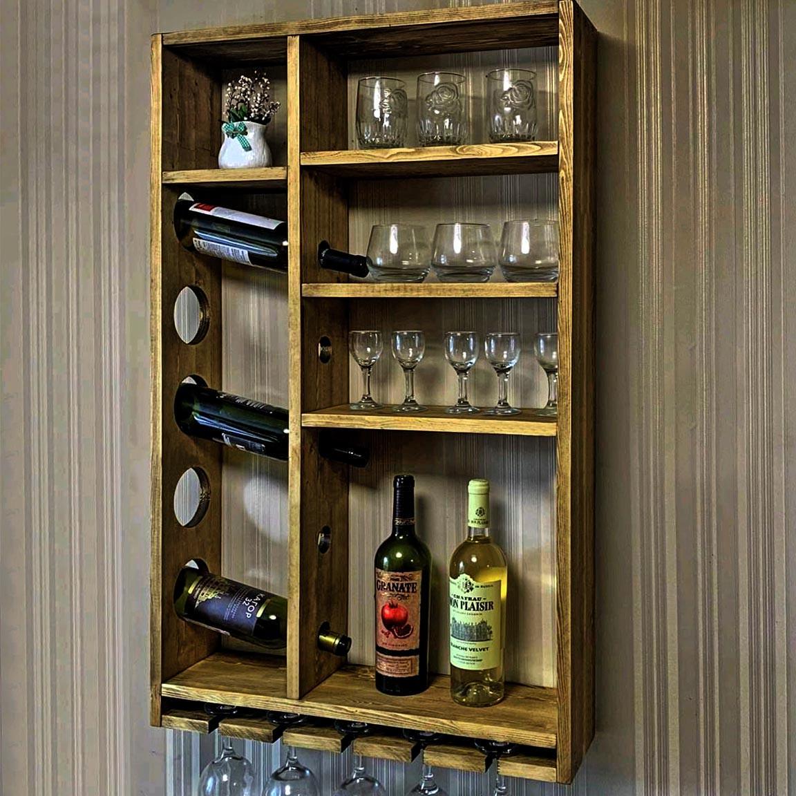 Полка для вина настенная из дерева Мишино Палисандр (ПНК-028302)