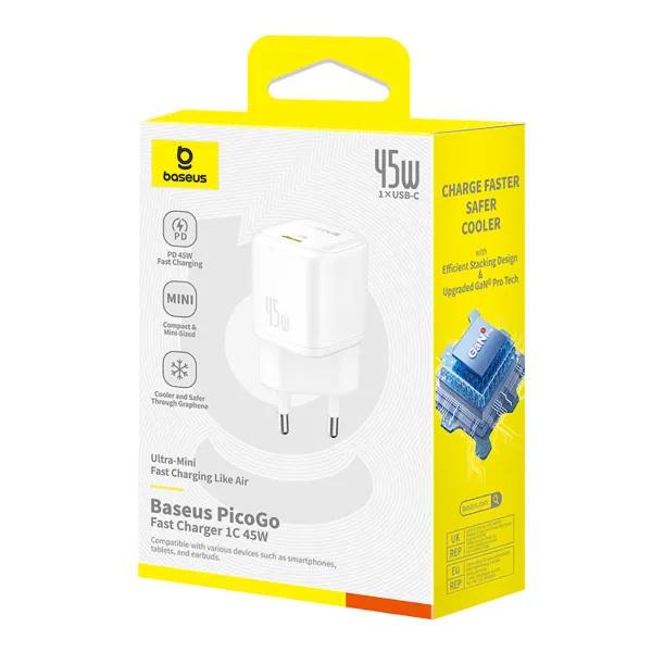 Зарядное устройство BASEUS PicoGo GaN Fast Charger Type-C 45W White (P10176800213-00) - фото 7