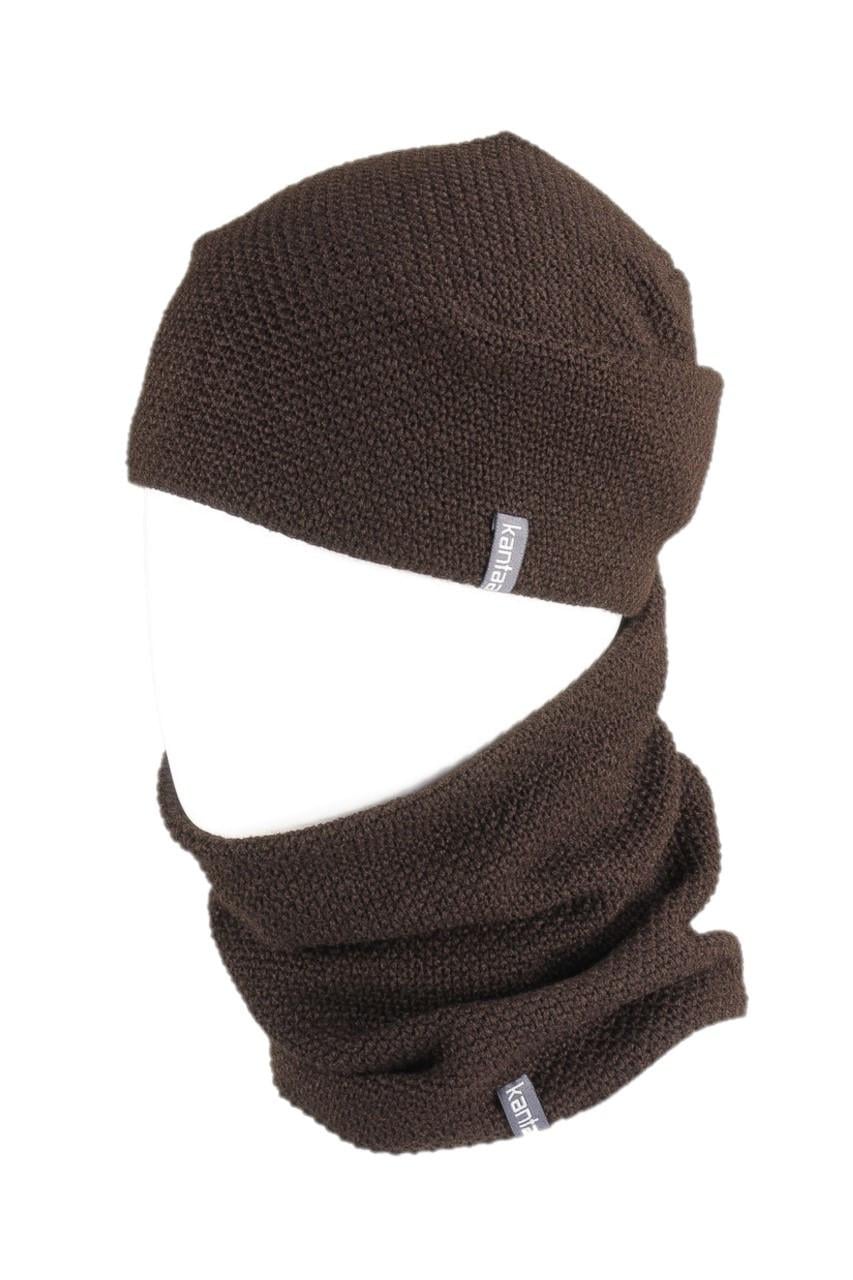 Вязаная шапка Кahta Fashion Hat с Buff снуд унисекс р. 57-58 Коричневый (OC-074)