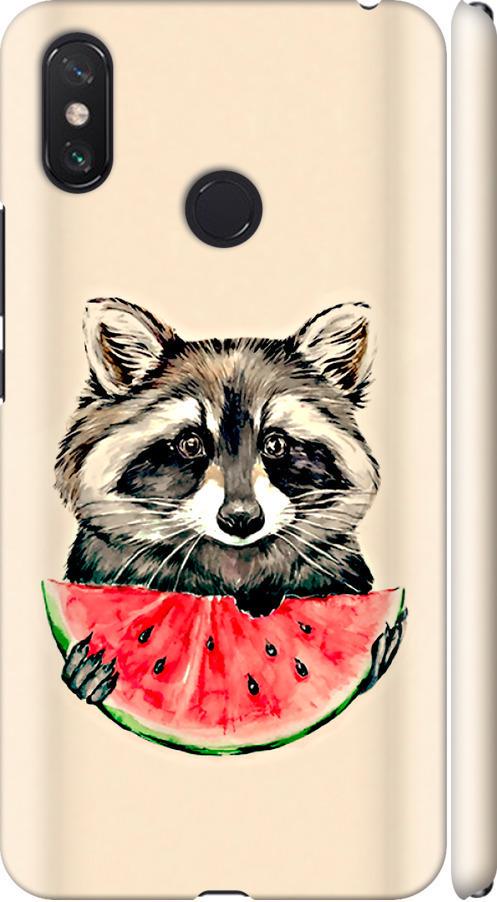 Чехол на Xiaomi Mi Max 3 Енотик с арбузом (4605m-1534-42517)