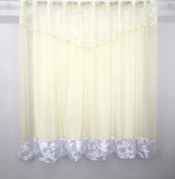 Гардина на кухню с ламбрекеном 270х170 см Бежевый/Белый (00к 59-706) - фото 1 Гардина на кухню с ламбрекеном 270х170 см Бежевый/Белый (00к 59-706) - фото 1