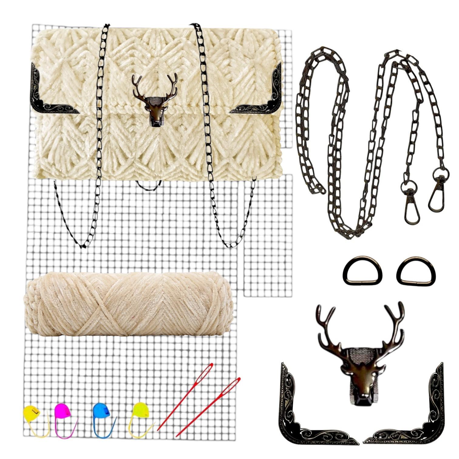 Набор для создания сумки из пластиковой канвы Черный олень Бежевый (8093-40) - фото 2