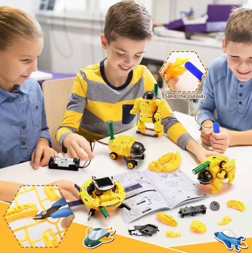 Конструктор STEM науковий Робот на сонячній батареї 6в1 Жовтий (СТЕМ3) - фото 4 Конструктор STEM науковий Робот на сонячній батареї 6в1 Жовтий (СТЕМ3) - фото 4