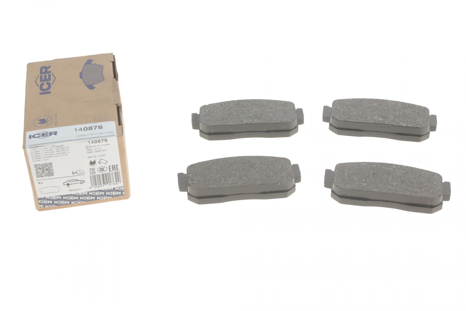 Колодки гальмівні задні ICER для Nissan Almera II 00-/Primera 90-96/Sunny 90-95/Infiniti G20 90-97 (140876)