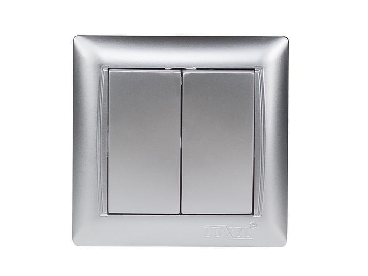 Выключатель двухклавишный Luxel 3503 PRIMERA Серебряный (27552163)