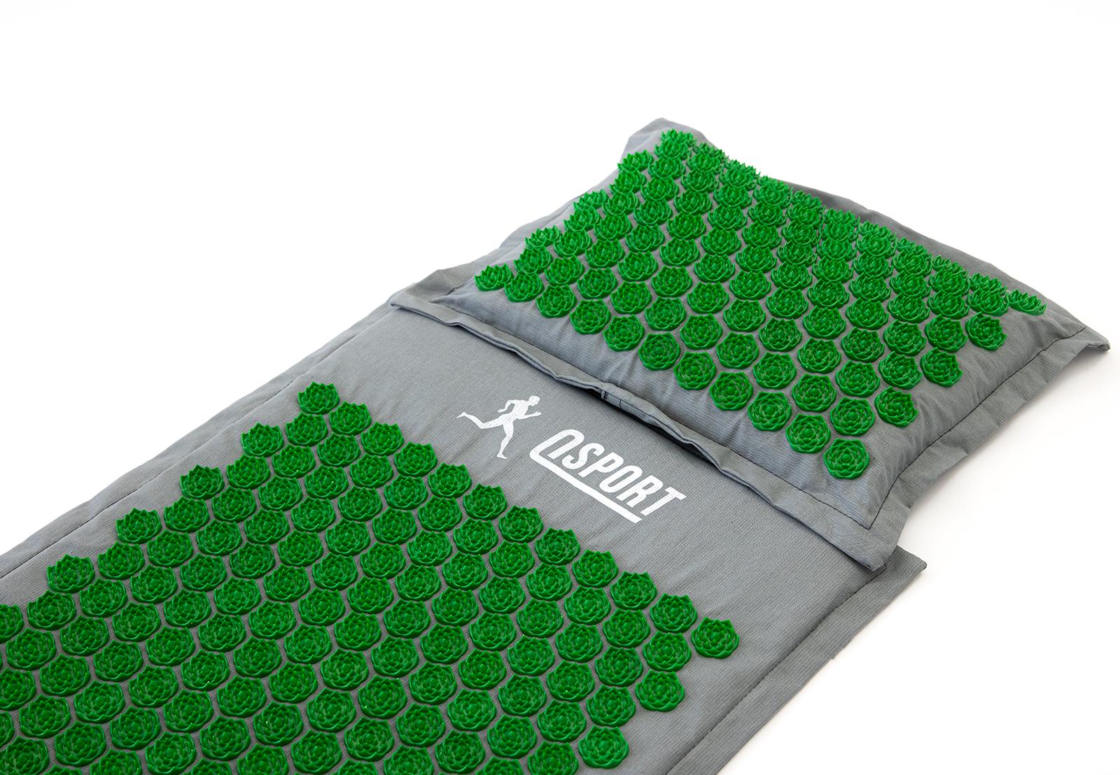 Массажный коврик OSPORT Аппликатор Кузнецова + подушка apl-020 Lotus Mat Eco Серо-зеленый - фото 2
