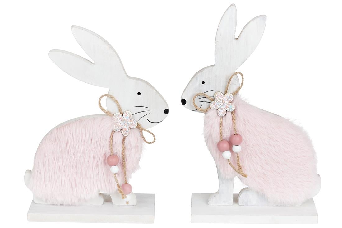 Декоративная пасхальная фигурка BonaDi Кролик с мехом 2 шт. (738-711)