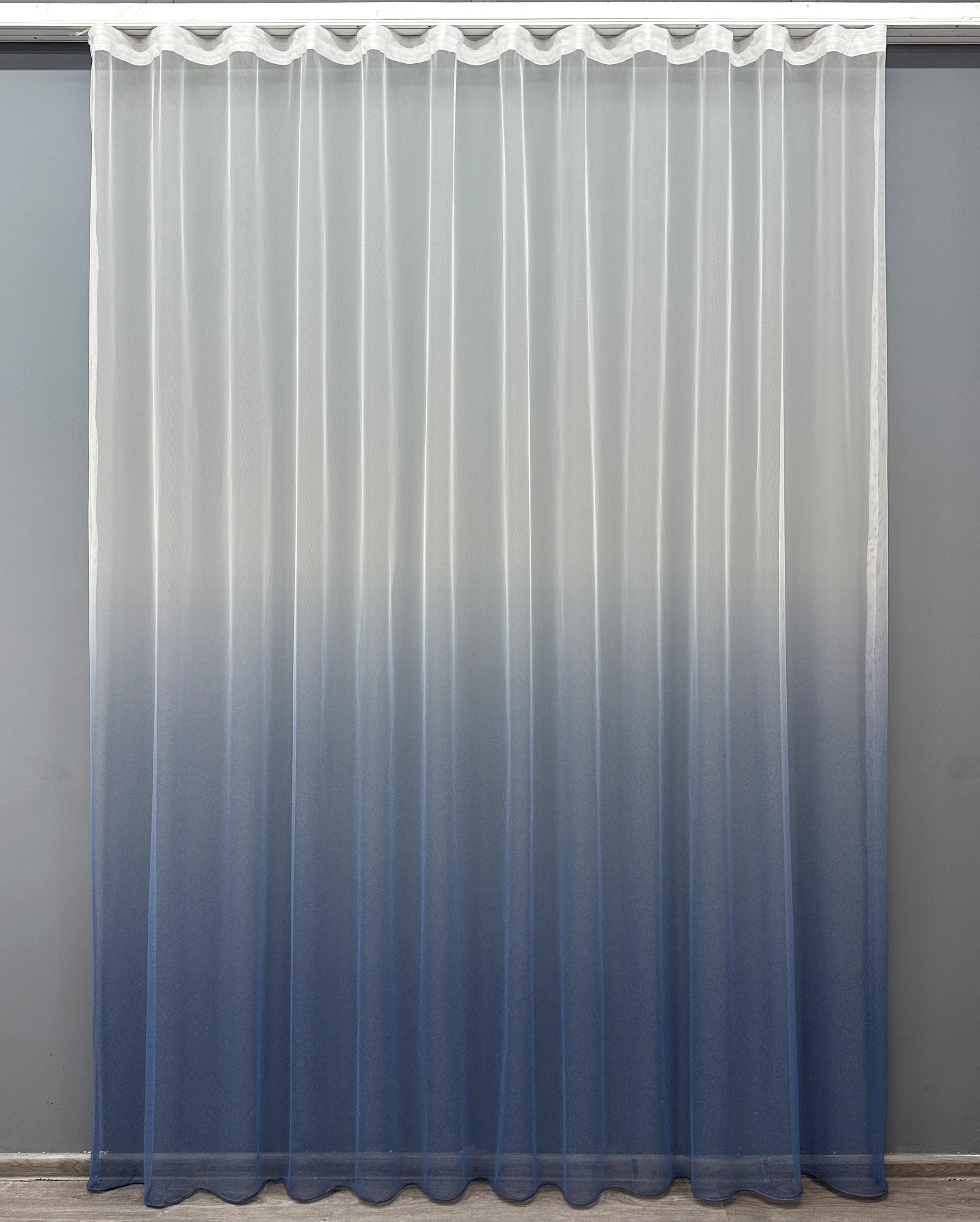 Тюль VR-Textil 1652т Грек-сетка омбре 300х270 см Серо-голубой (42-0624)