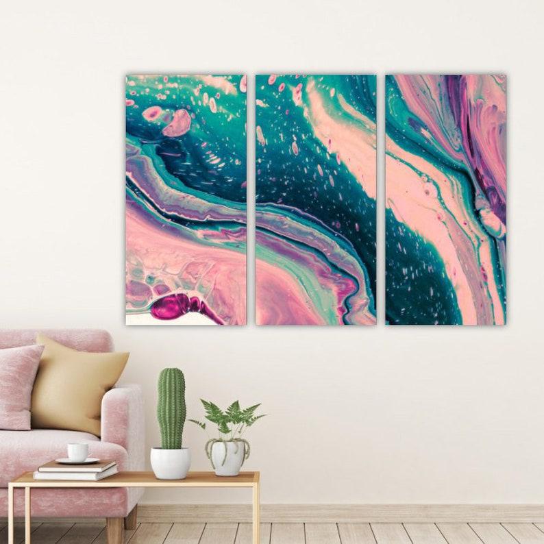 Модульная картина KIL Art Красочный мрамор на холсте из трех частей 156x100 см (M3_XL_359)