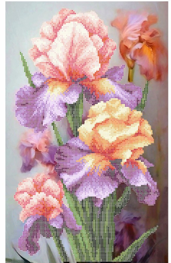 Схема для вышивки бисером Золотая Подкова Ирисы ЗПК-070 (4912)