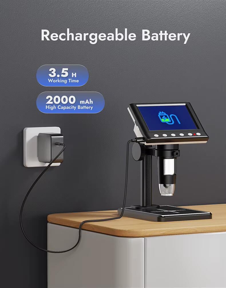 Мікроскоп цифровий RIEVBCAU DM7-Z01C монітор 4,3" 1500-кратний 1080P для паяння з 8 світлодіодами Black (DM7-Z01C) - фото 4