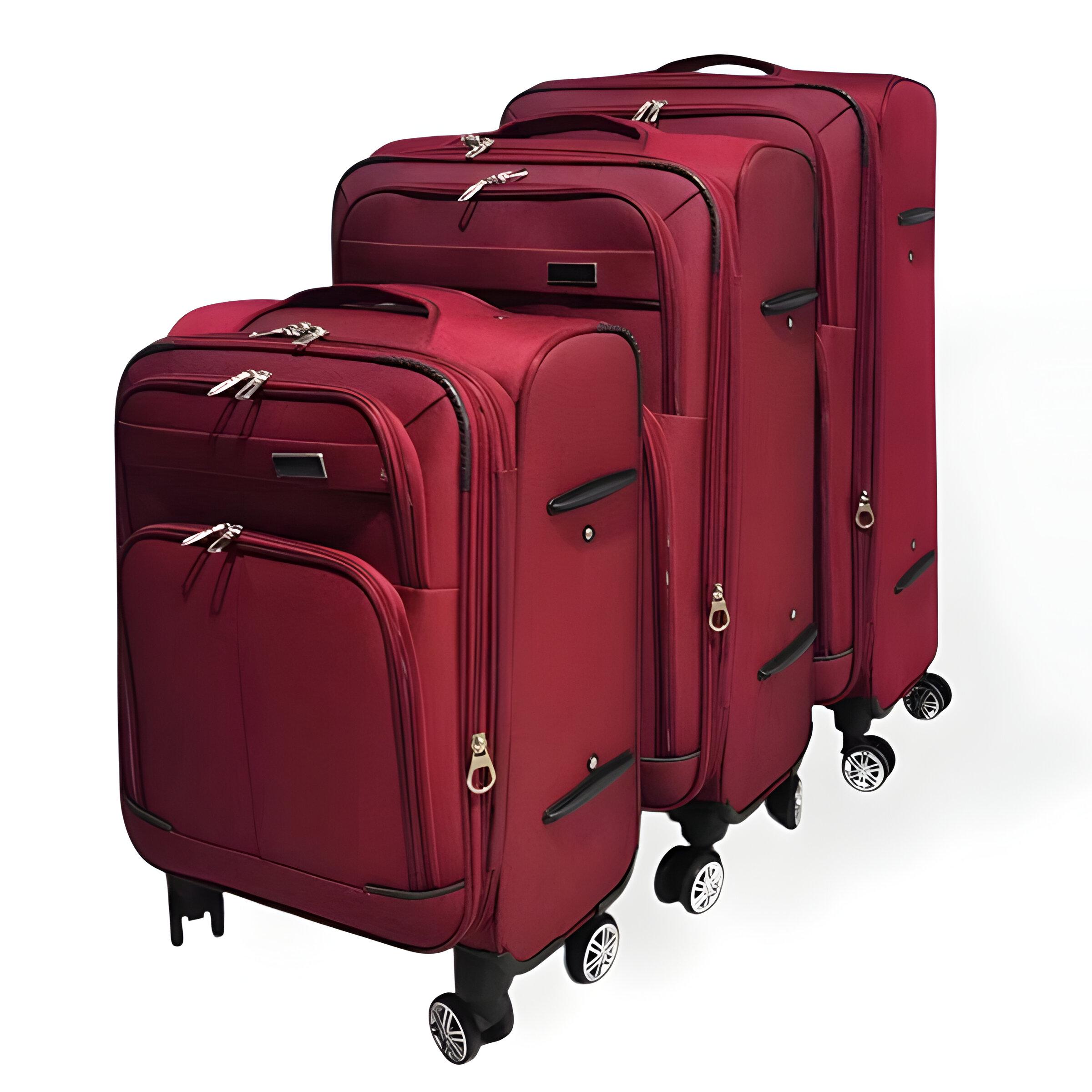 Набір валіз тканинних 3в1 з кодовим замком і телескопічною ручкою Червоний (80-3M)