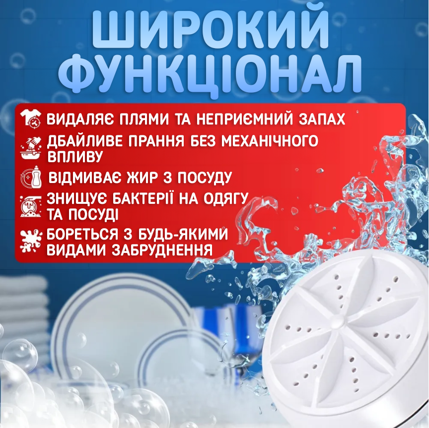 Стиральная машинка Mini Wash ультразвуковая портативная USB (Е500072) - фото 5 Стиральная машинка Mini Wash ультразвуковая портативная USB (Е500072) - фото 5