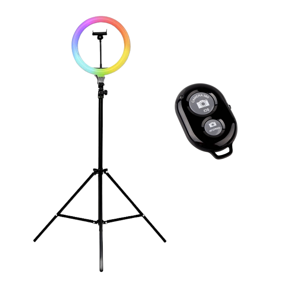 Лампа кільцева LED RGB Ring Light + штатив 26 см (М-26) - фото 1