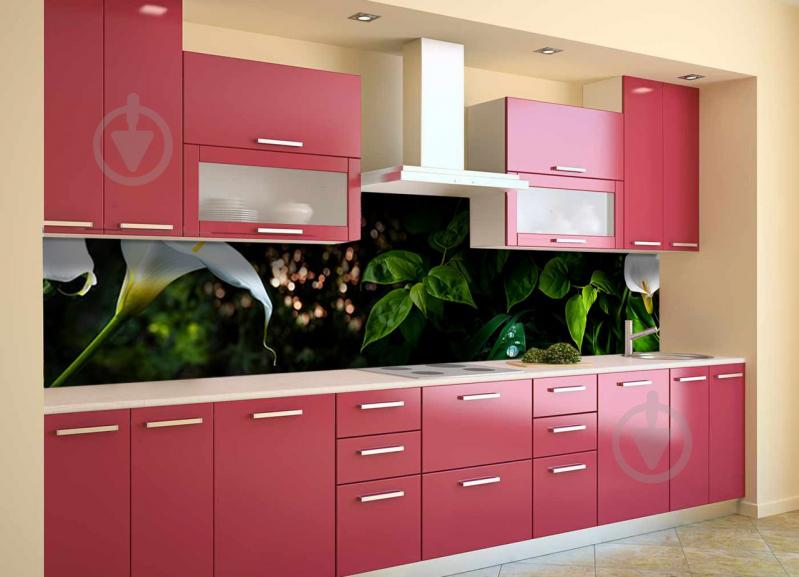 Скинали на кухню Zatarga «Белые Каллы» 600х3000 мм виниловая 3Д наклейка кухонный фартук самоклеящаяся Z180489/2