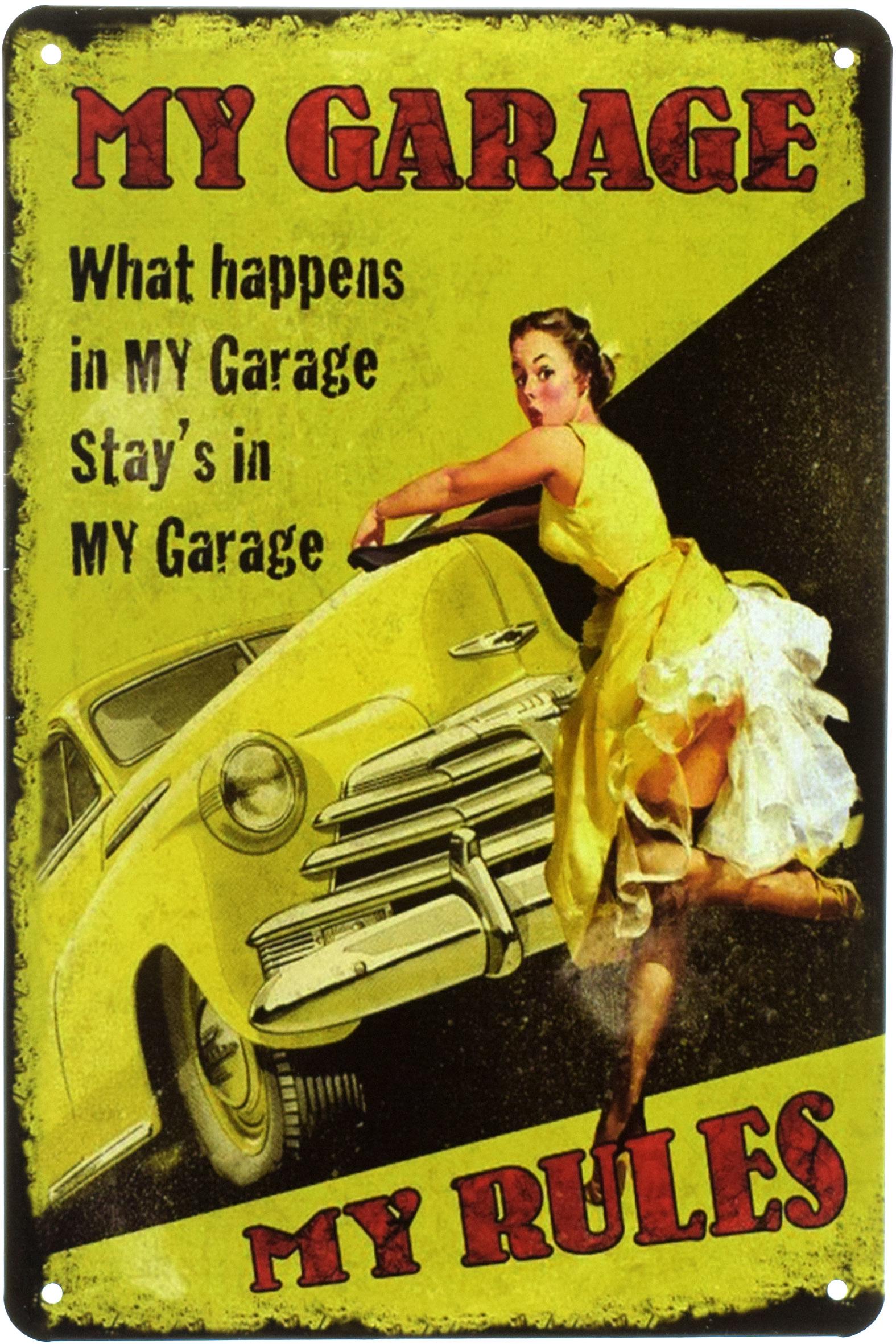 Табличка металлическая Мой Гараж Мои Правила/Garage Yellow 20x30 см
