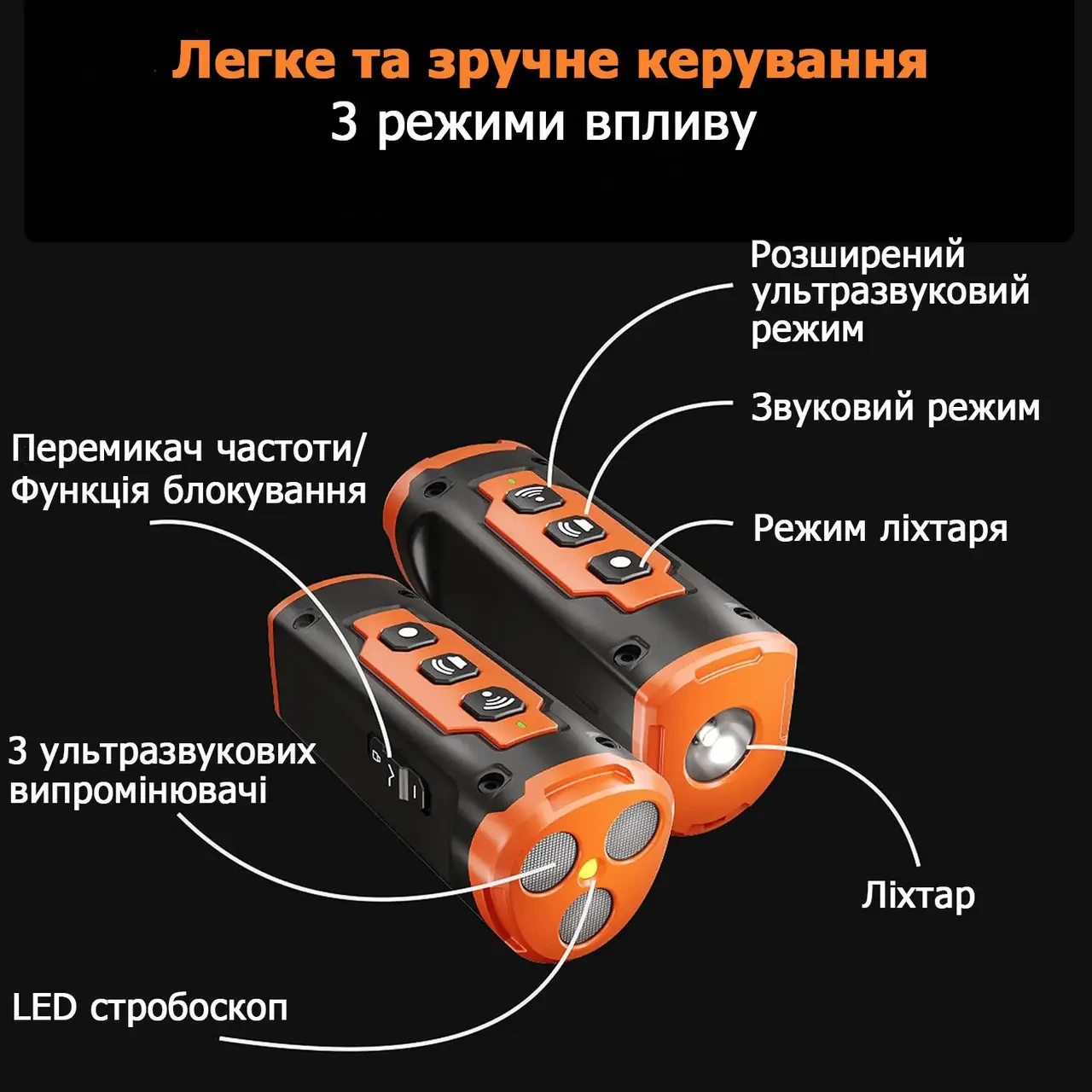 Ультразвуковой отпугиватель собак с аккумулятором B30 Black (17657) - фото 4 Ультразвуковой отпугиватель собак с аккумулятором B30 Black (17657) - фото 4