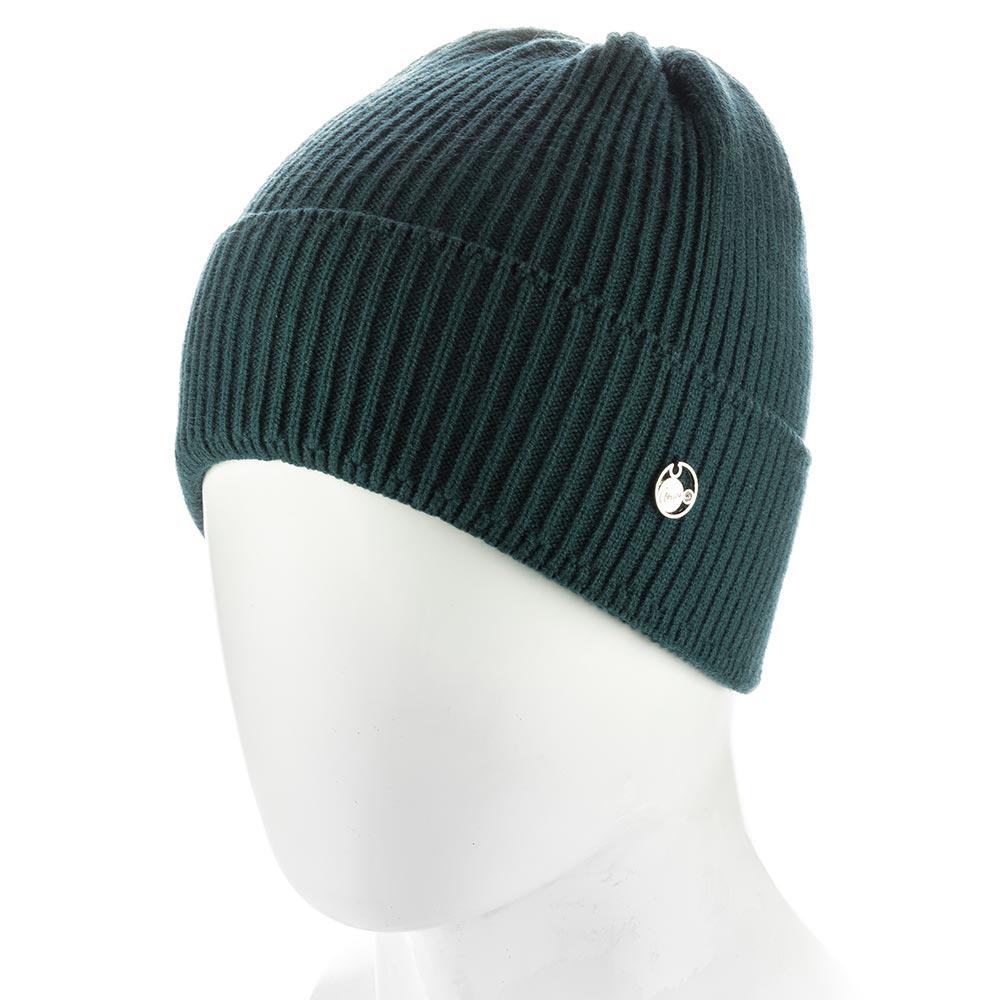 Шапка луковичка женская из вискозы Atrics WH904 с отворотом одинарной вязки Зеленый