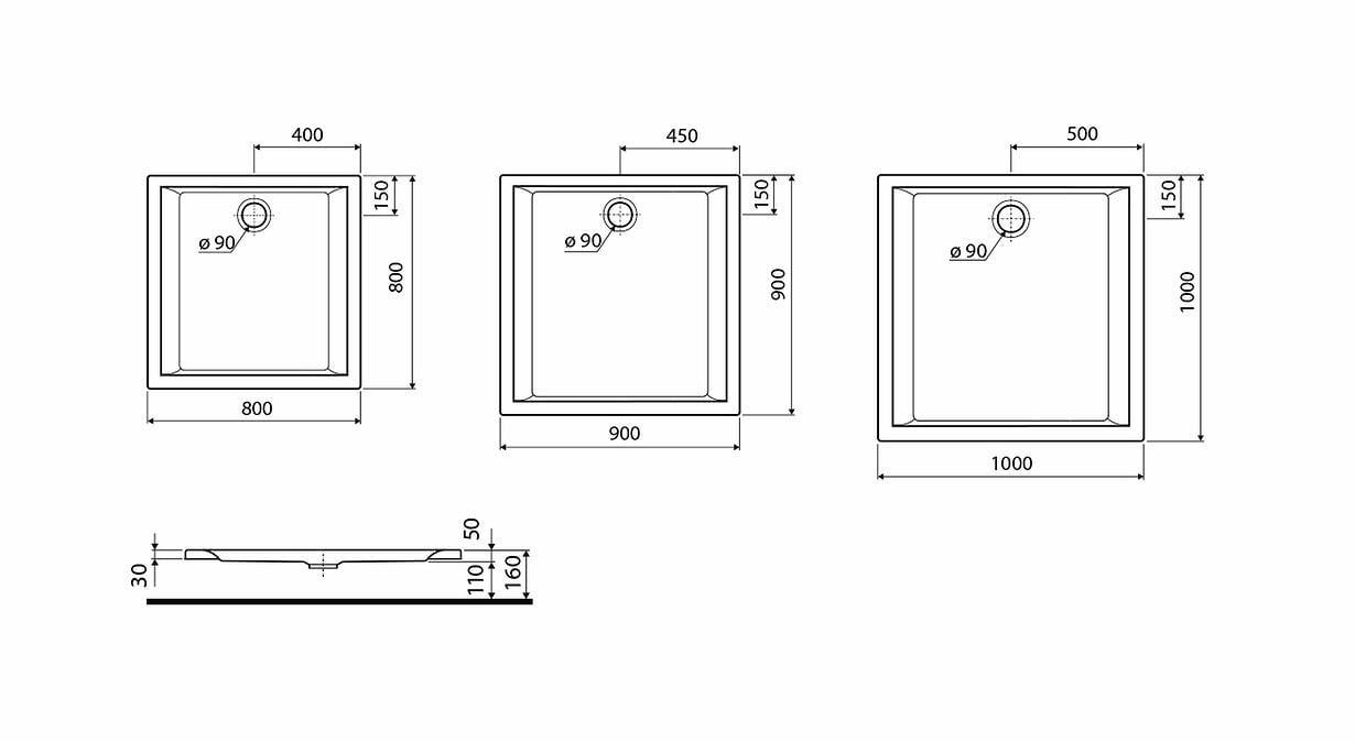 Піддон для душу Kolo Pacyfik XBK0710000 акриловий квадратний 100x100x16 см (88436) - фото 2