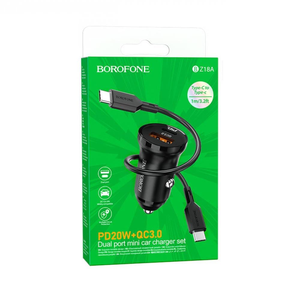 Зарядний пристрій автомобільний Borofone BZ18A PD20W QC3.0 Чорний - фото 4