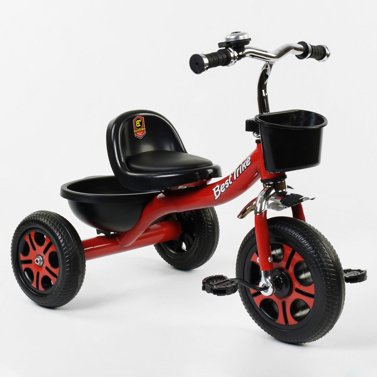 Детский велосипед трехколесный Best Trike звоночек 2 корзины Red/Black (87777)