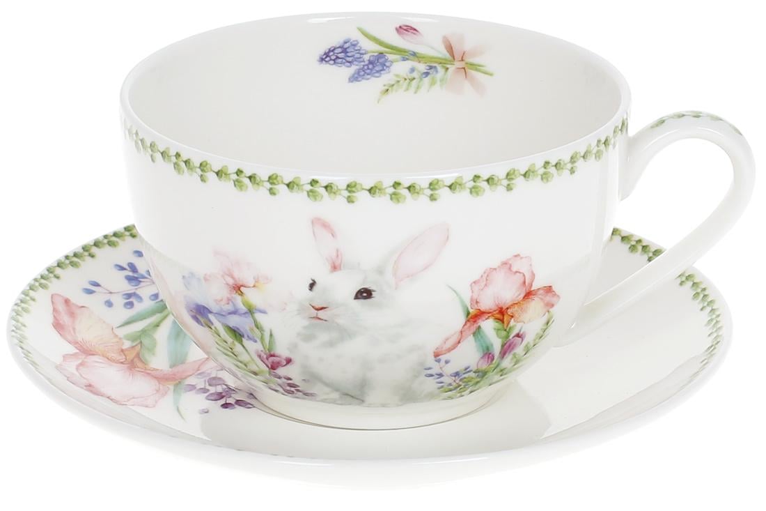 Чашка фарфоровая с блюдцем BonaDi Весенняя история 300 мл (498-175)