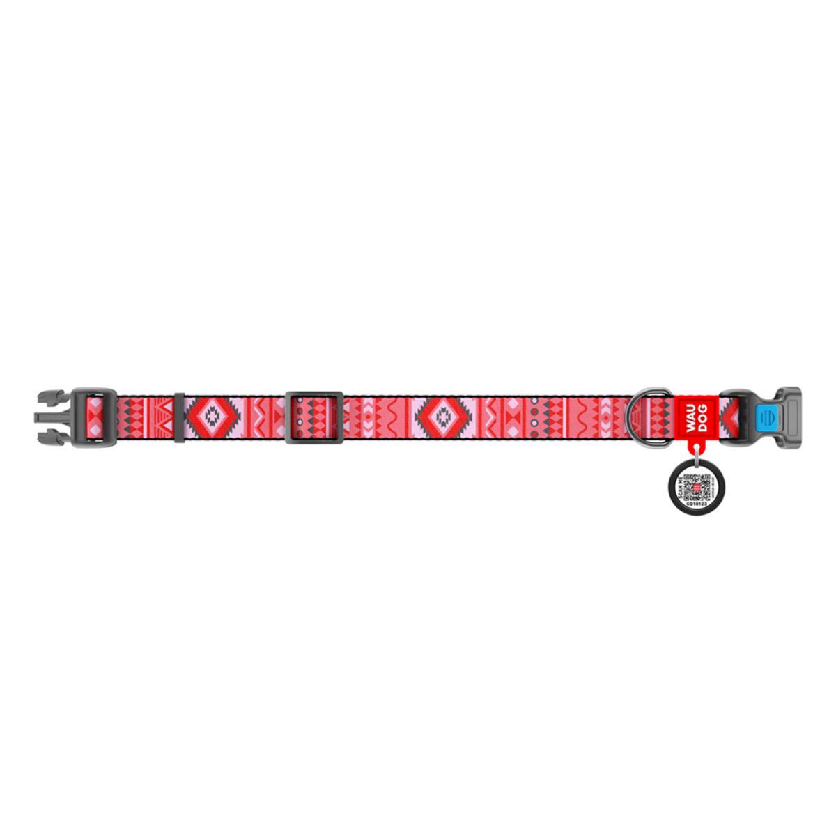 Ошейник для собак Waudog Nylon Этно пластиковый фастекс нейлоновый 25 мм x 31-49 см Красный