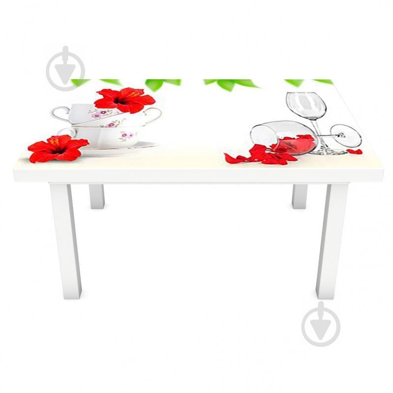 Наклейка виниловая на стол Zatarga "Гибискус и чашки" 600х1200 мм (Z181314st) Наклейка виниловая на стол Zatarga "Гибискус и чашки" 600х1200 мм (Z181314st)