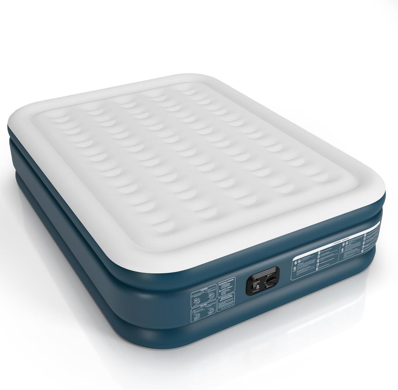 Надувний матрац з вбудованим насосом та м'яким флокованим верхом