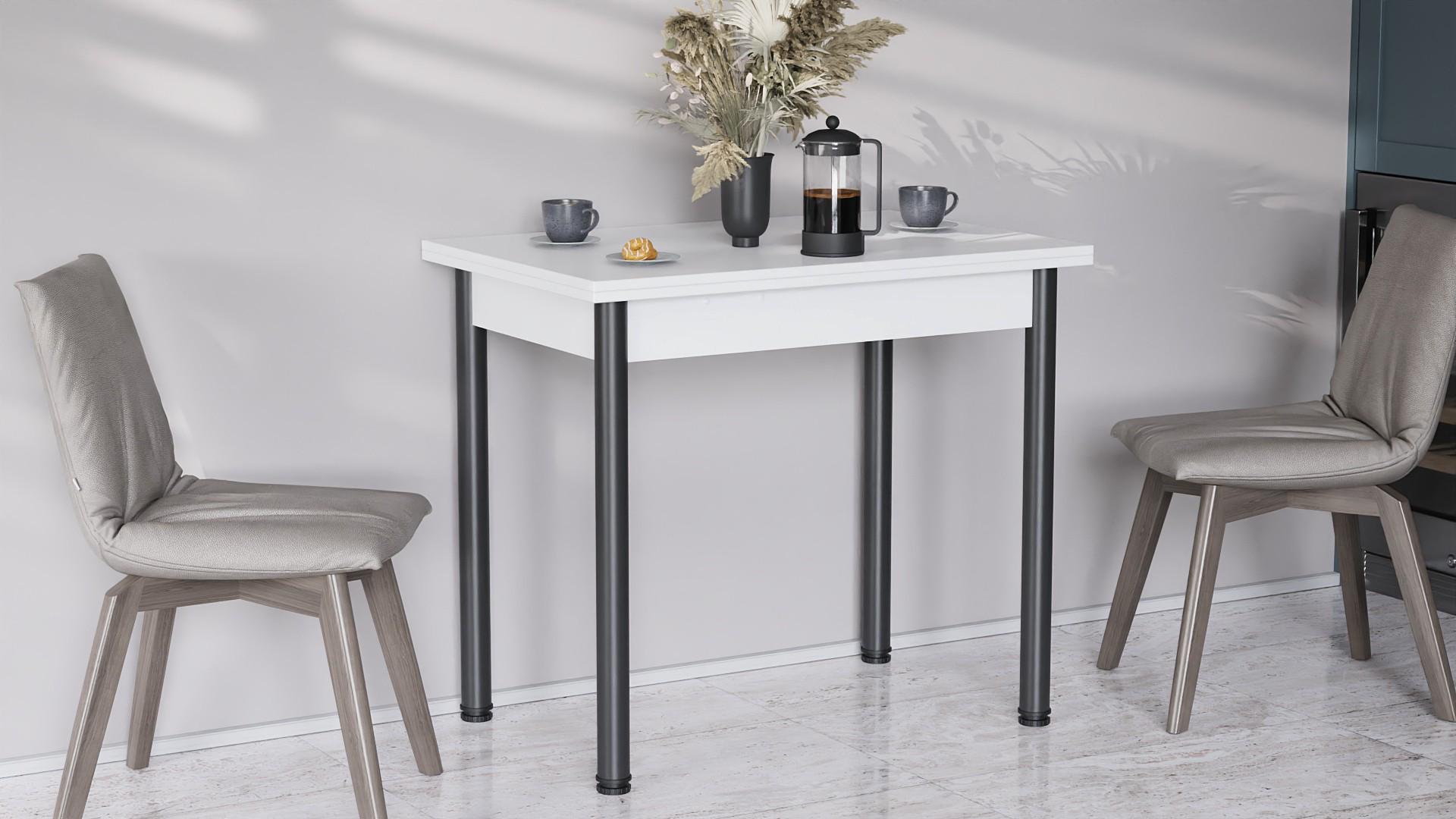 Обеденный стол-трансформер Ferrum-decor Берта металл/ДСП 16 мм 750x1200x900 мм Черный/Белый (FRD-105171) - фото 12 Обеденный стол-трансформер Ferrum-decor Берта металл/ДСП 16 мм 750x1200x900 мм Черный/Белый (FRD-105171) - фото 12