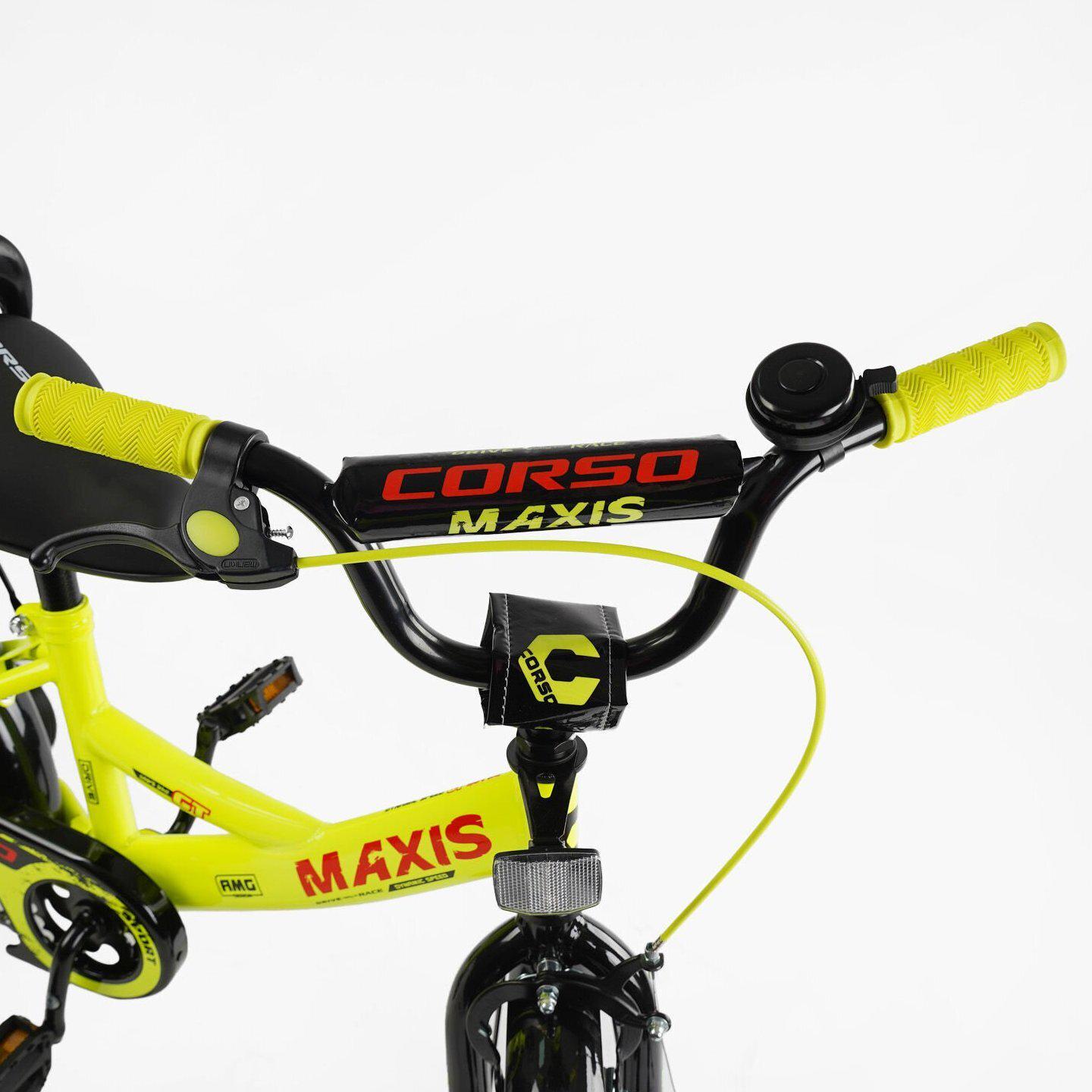Велосипед двухколесный Corso MAXIS 14" детский с багажником Желтый - фото 5
