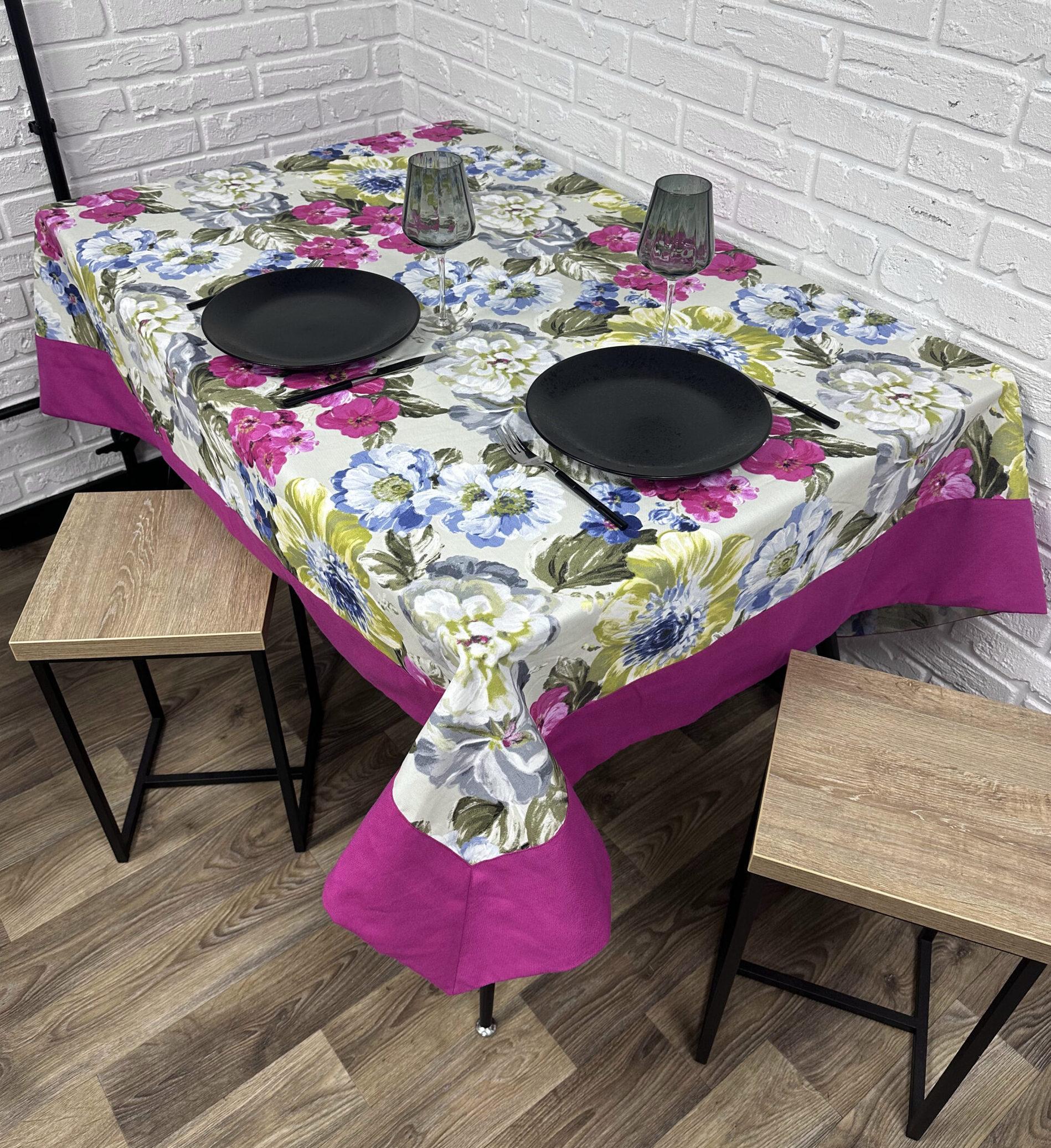 Скатерть водоотталкивающая Comfort Home Bouquet с тефлоновым покрытием и кантом 140x180 см