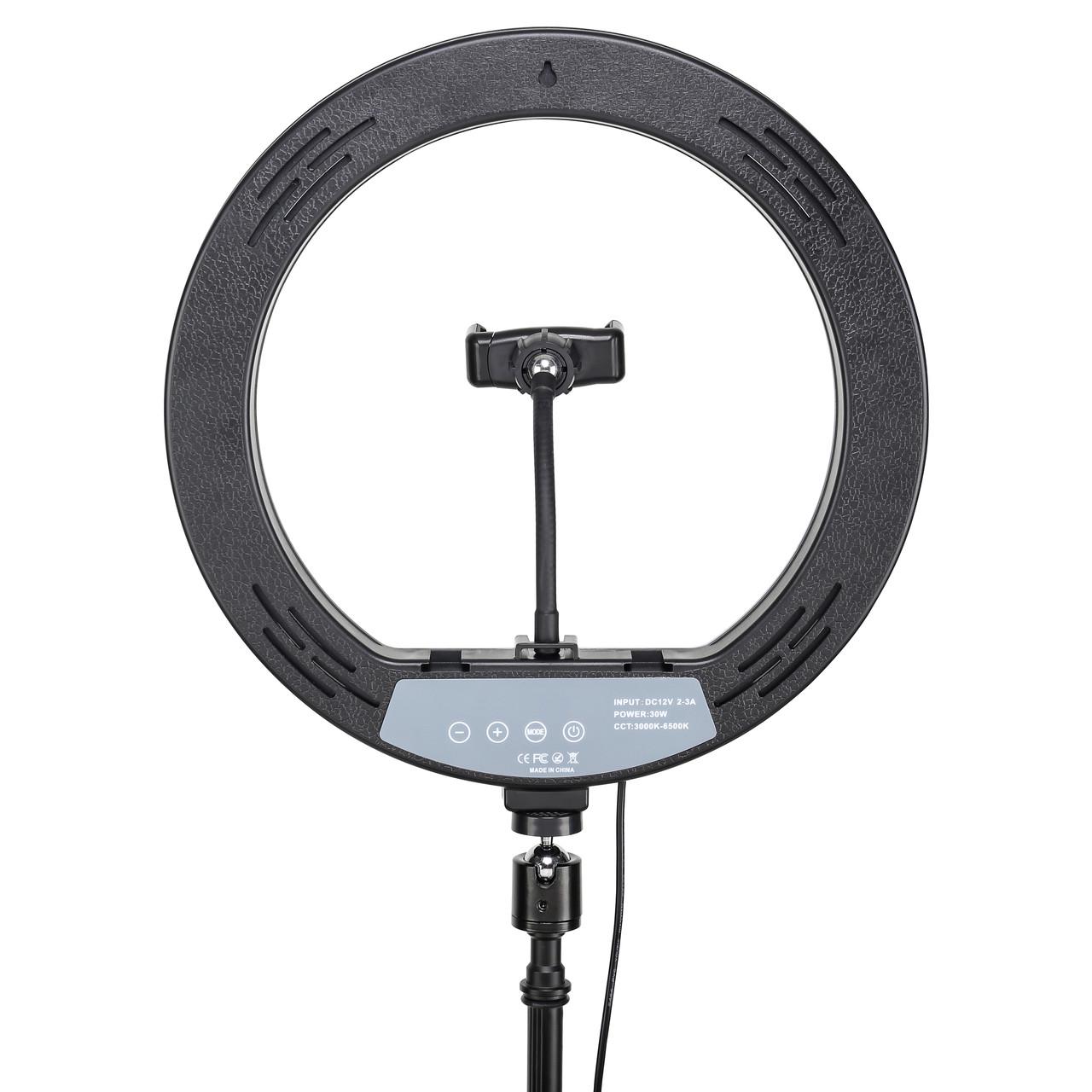 Світло кільцеве LED YQ-320A 12 з пультом тримачем та стійкою для портретної б'юті селфі зйомки 2 м d 32 см (1214763554) - фото 6