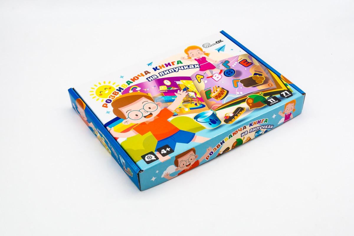 Книга на липучках дитяча розвиваюча PuzzleOK Алфавіт та предмети 71 деталь - фото 4
