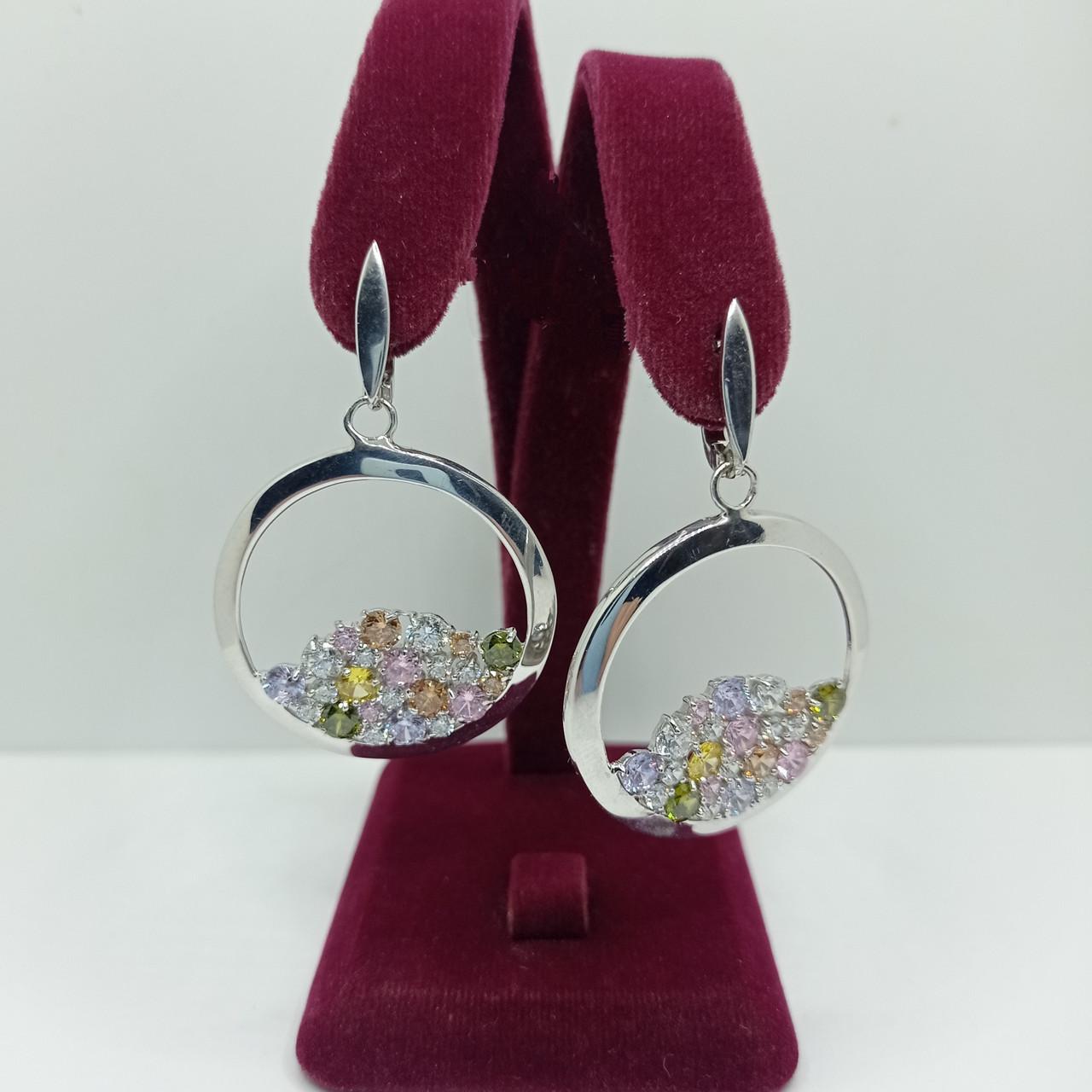 Серьги Авангард серебро разноцветные родий 925° 13,04 г (2880р)