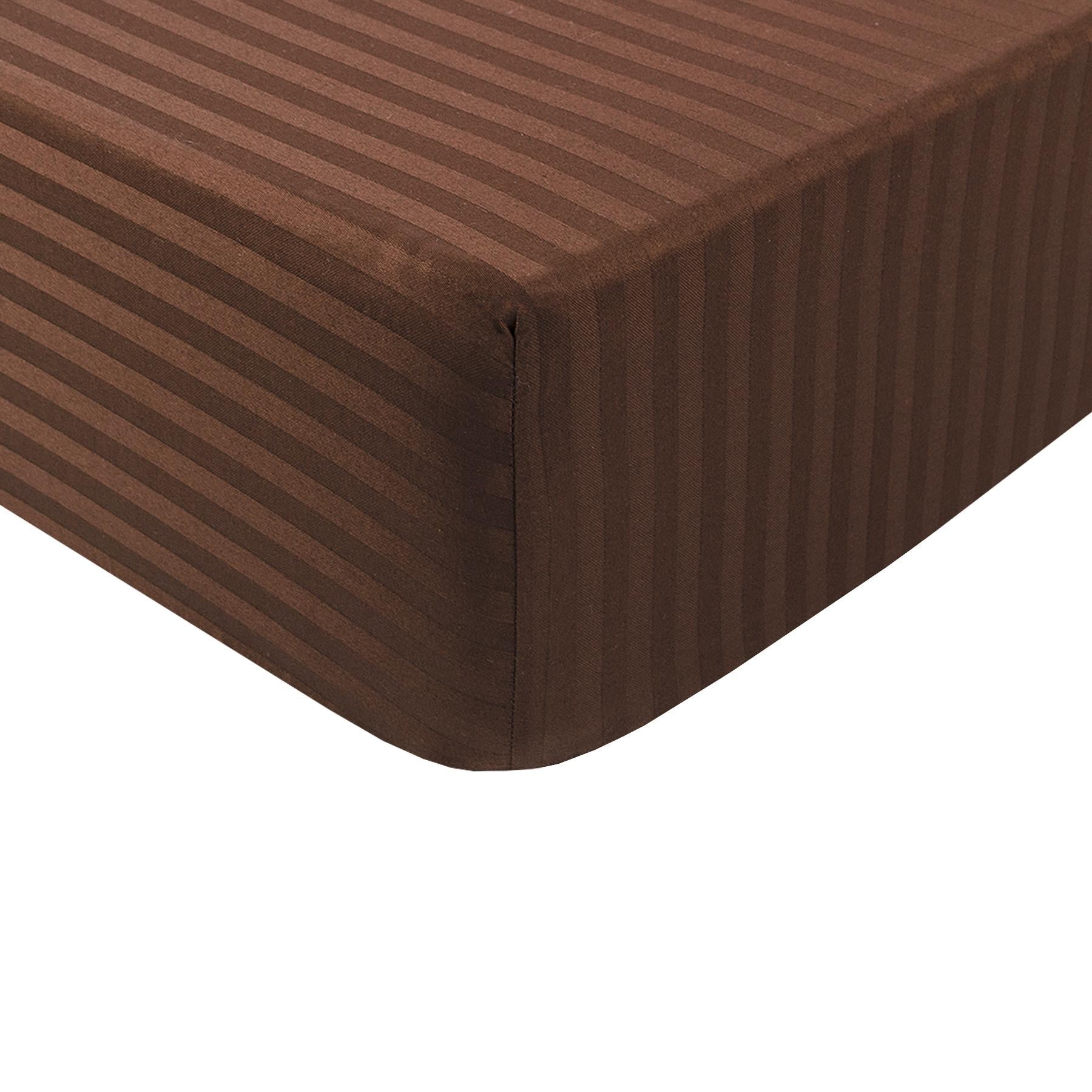 Простыня Iris Home Отель Страйп сатин на резинке 1x1 160x200x25 см Кофейный (svt-2000022334433)