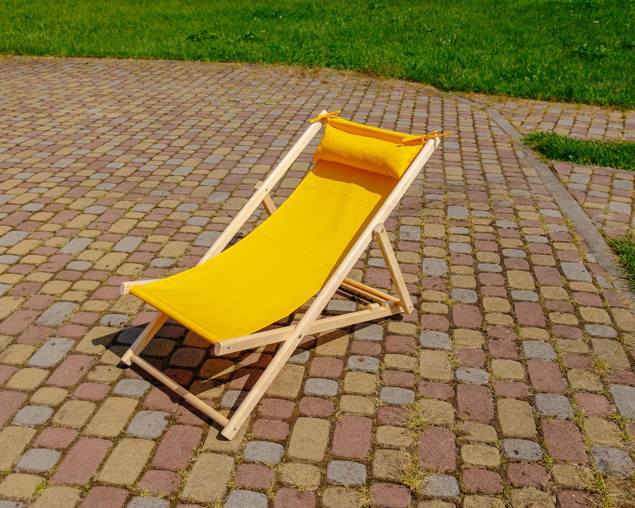 Шезлонг тканевый XRmaster с подушкой Желтый (0001492) Шезлонг тканевый XRmaster с подушкой Желтый (0001492)