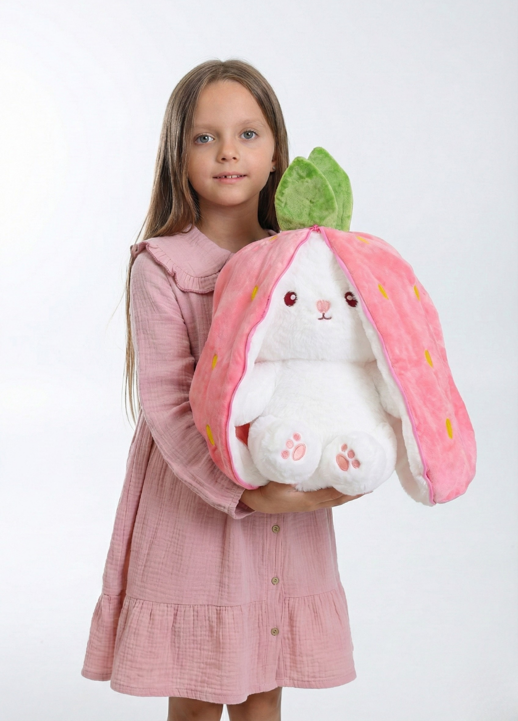 Мягкая игрушка Кролик Клубничка 2в1 с застежкой 50 см (9075/50)