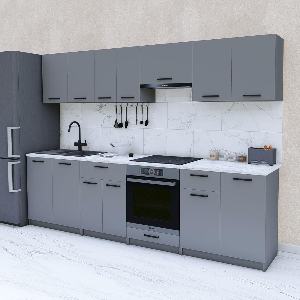 Готовая кухня линейная 2,8 м Антрацит (МП32а) - фото 1 Готовая кухня линейная 2,8 м Антрацит (МП32а) - фото 1