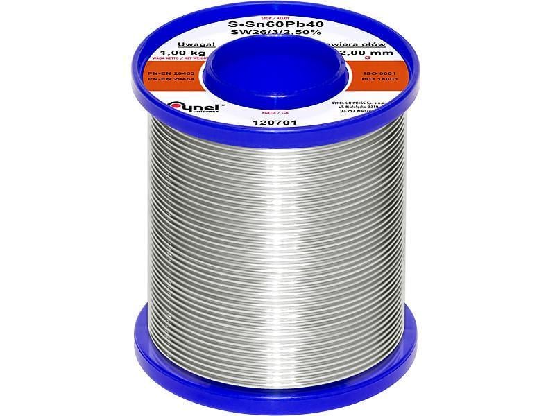 Припой Cynel Sn60Pb40-SW26 с флюсом 2,0 мм 1 кг (1429703387)