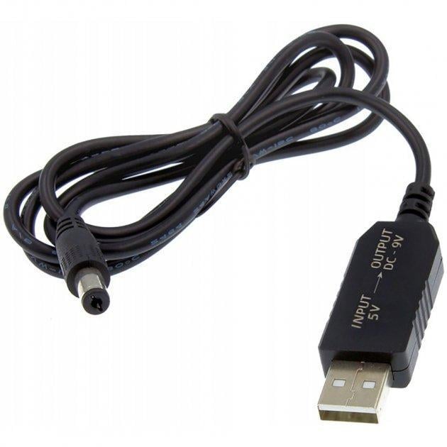 Кабель USB to DC 5,5x2,1 повышающий напряжение 5V до 9V 1,5A 1 м