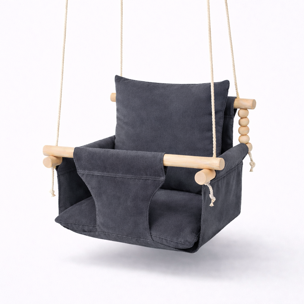 Детские качели подвесные Стандарт микровелюр Темно-серый (GS-9186)