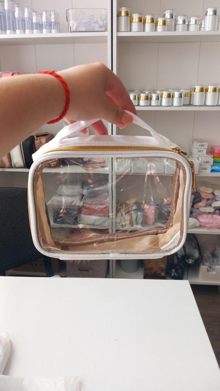 Косметичка прозрачная из ткани 21х15х5 см Белый - фото 2 Косметичка прозрачная из ткани 21х15х5 см Белый - фото 2