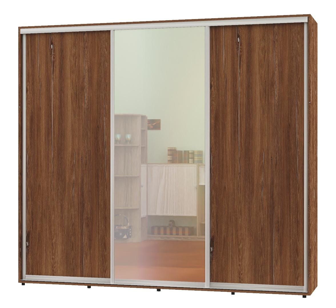 Шкаф-купе трехдверный Алекса ШК-05 ДСП/Зеркало/ДСП 250x45x220 см Дуб винтаж